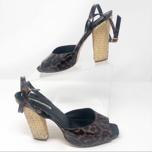 VIA SPIGA | Leopard Strappy Heels Wicker Sandals